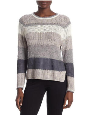 CENY Striped Knit Sweater grey  Navy Multi Size XL